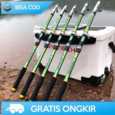 ALAT JORAN PANCING IKAN PORTABLE PRAKTIS CARBON FIBER SOLID CF3000