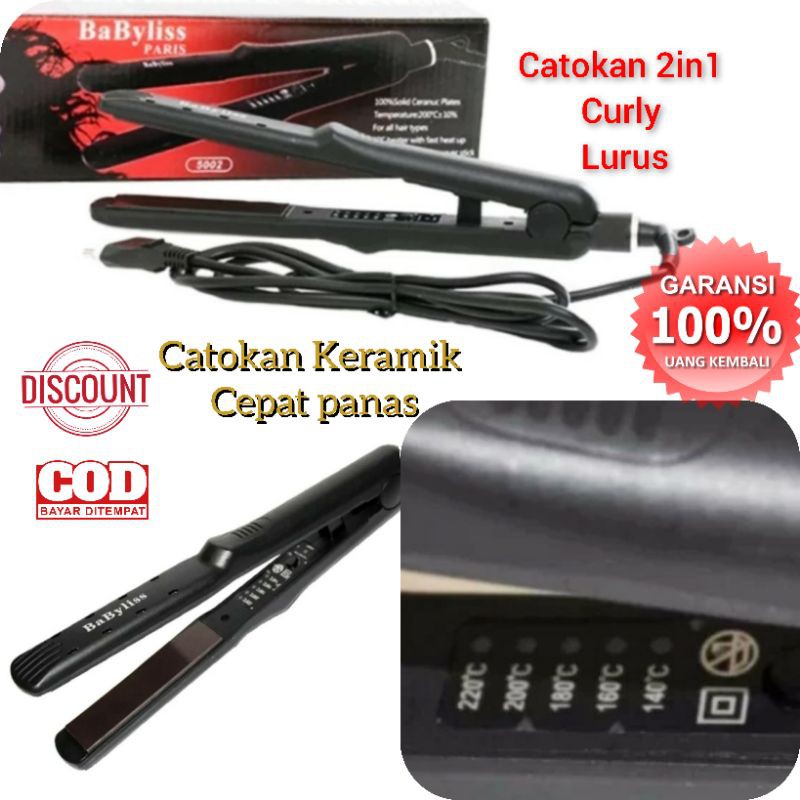 Alat catok Rambut Rebonding Lurus Catokan 2in1 Curly Keriting Blow  Bb5002 Murah Keramik Tempetatur