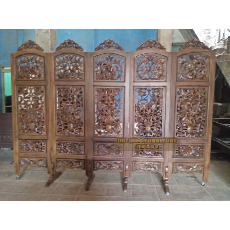 penyekat sketsel partisi pembatas ruangan ukir kayu jati ukir jepara