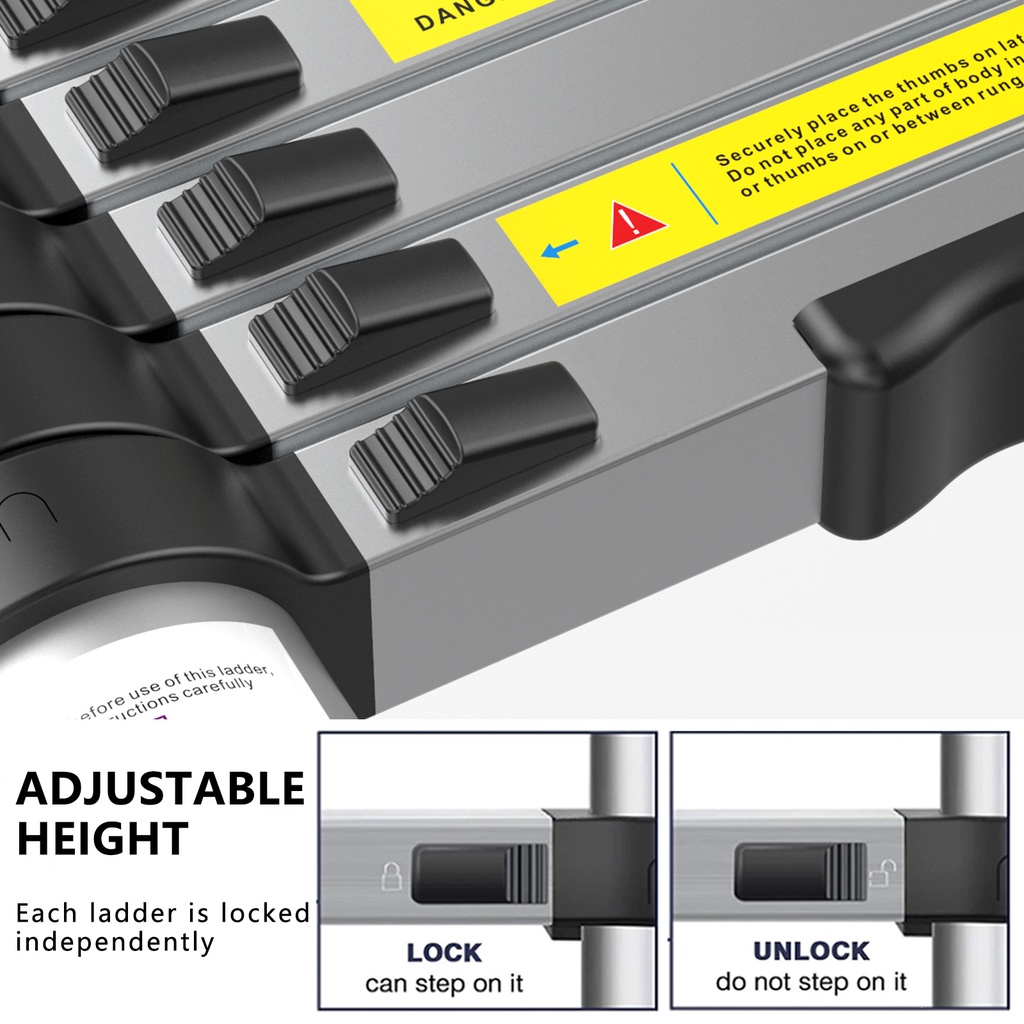 IXCE Tangga Lipat Teleskopik 4.4m/5m/6.2m/7mSingle Telescopic Ladder Perak/Hitam