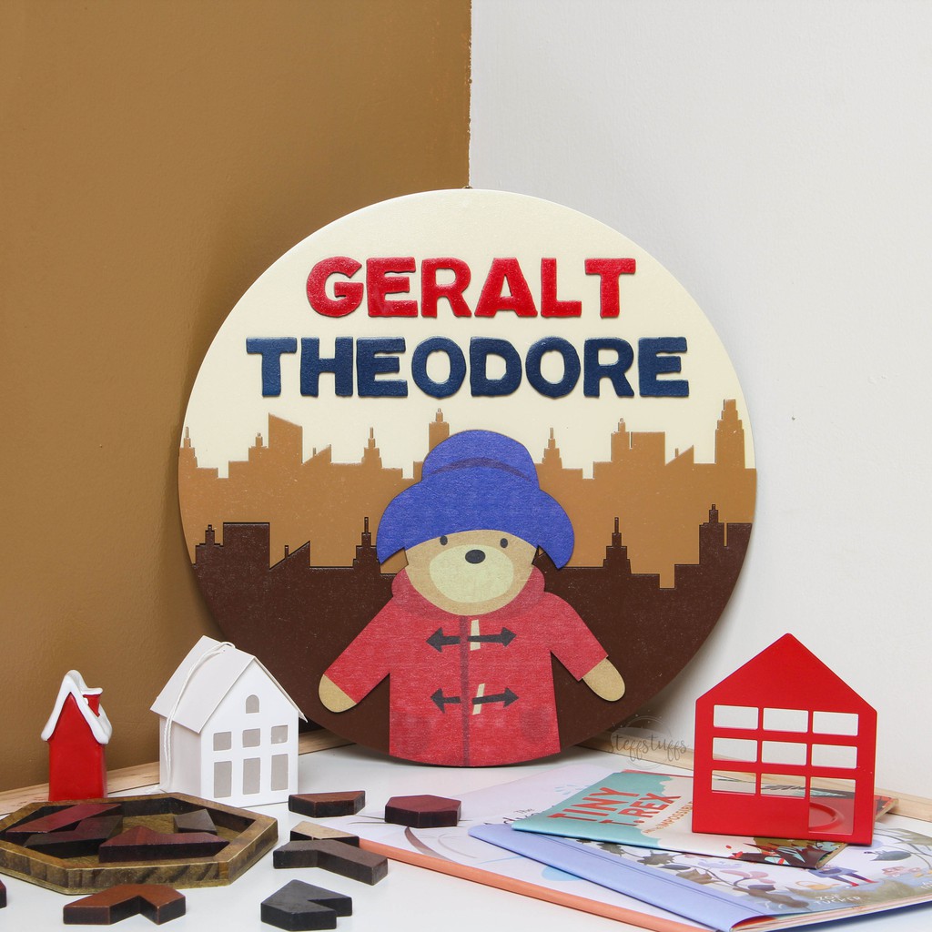 PADDINGTON THEME 3D NAME SIGN | Dekorasi Kamar Anak Bayi Wooden Name Wall Decor Custom Nama Baby