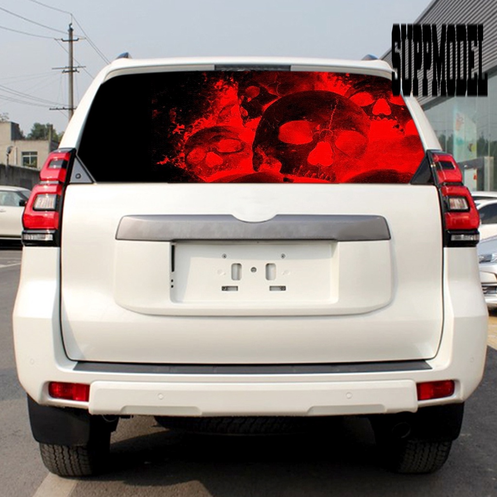 Stiker Kaca Belakang Mobil Motif Tengkorak Api Tahan Air