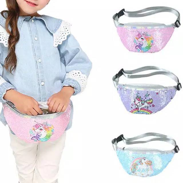 Waist Bag anak Kuda Poni Unicorn Tas Selempang pinggang sequin