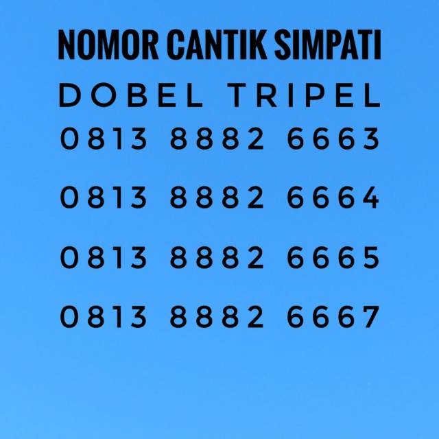 NOMOR CANTIK SIMPATI DOBEL TRIPEL 0813 888X 666X