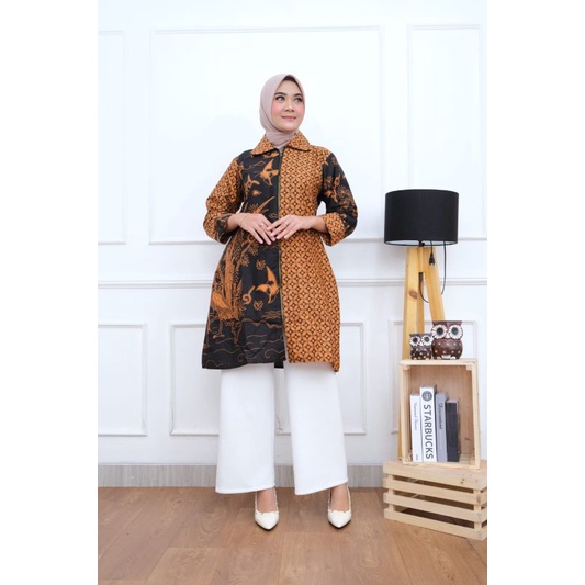 tunik sogan resleting depan batik solo tunik batik