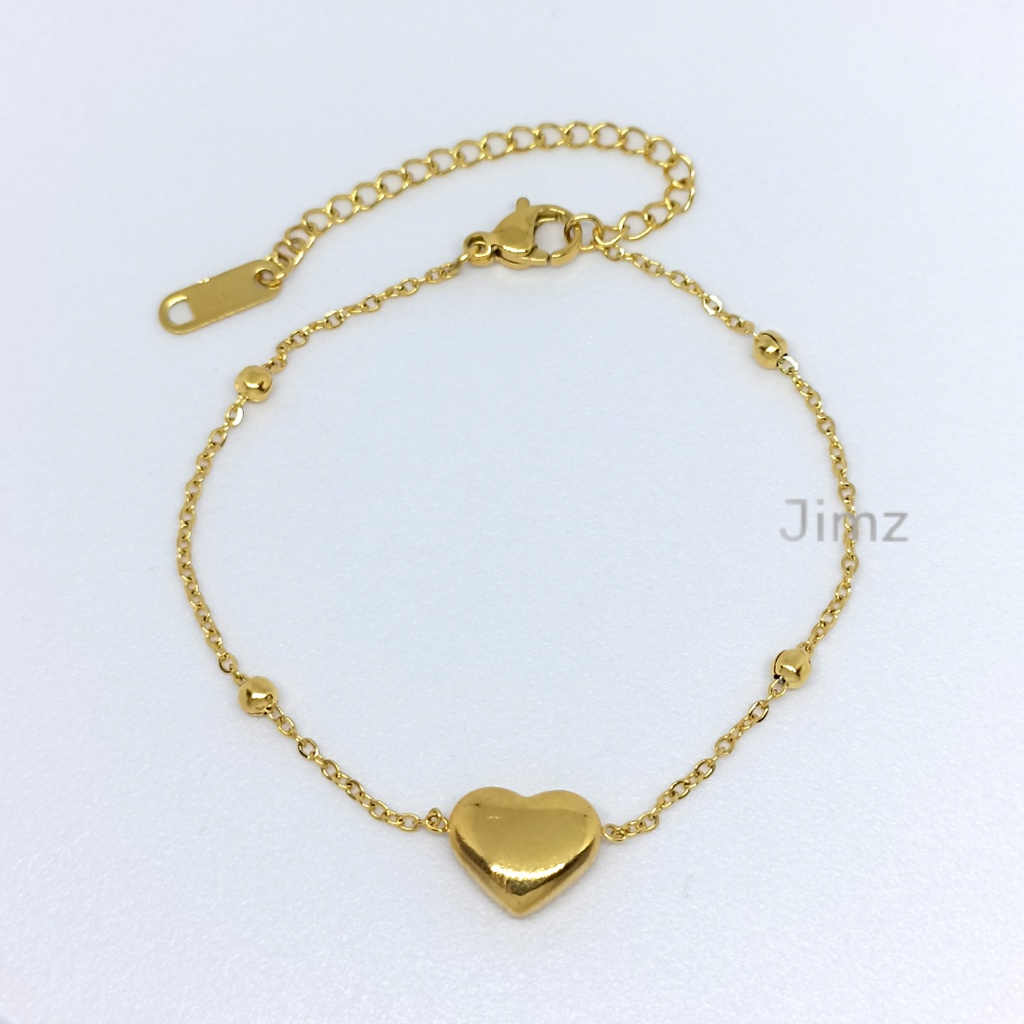 Jimz - Gelang Tangan TItanium Asli Love Liontin Zircon Korea Anti Karat Anti Luntur Fashion Perhiasan Aksesoris Pria Wanita Nagita inisial