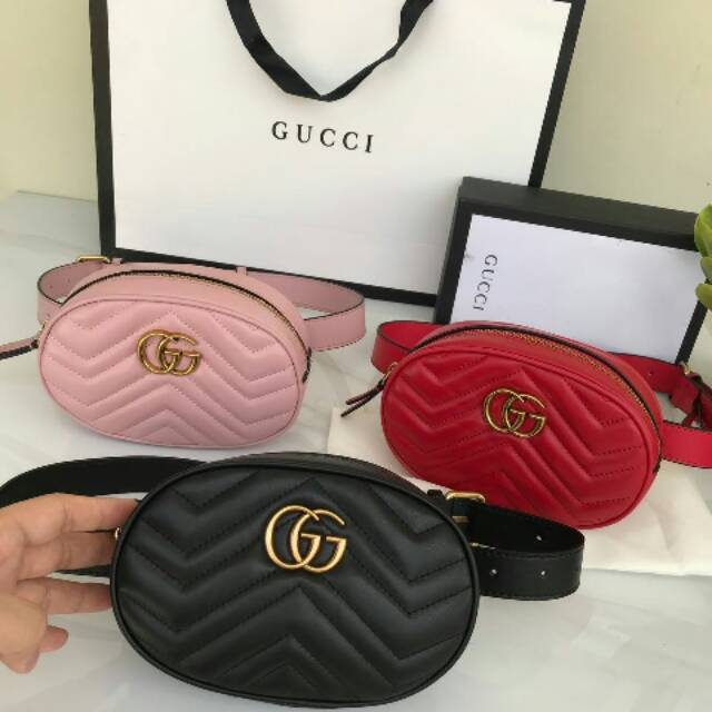 Waist bag gucci GG marmont metelasse leather belt bag mirror