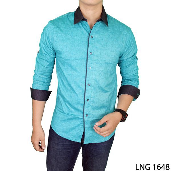 Man Slim Casual Long Sleeved Shirt - LNG 1648