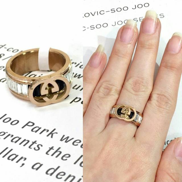 Cincin Titanium asli Rosegold bahan tebal Anti karat Ring Stainless steel ori Premium Quality Ct016
