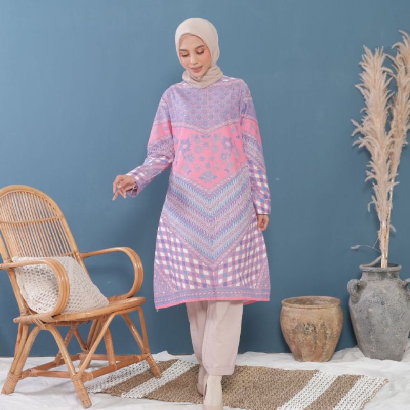 tey-17 Batik wanita ASJ SA HRB026 Kenongo Kemeja Tosca Pendek-8