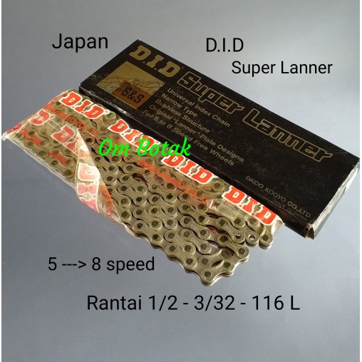 Rantai Sepeda DID 5- 6- 7- 8 Speed Jepang 116L warna Chrome ML1360