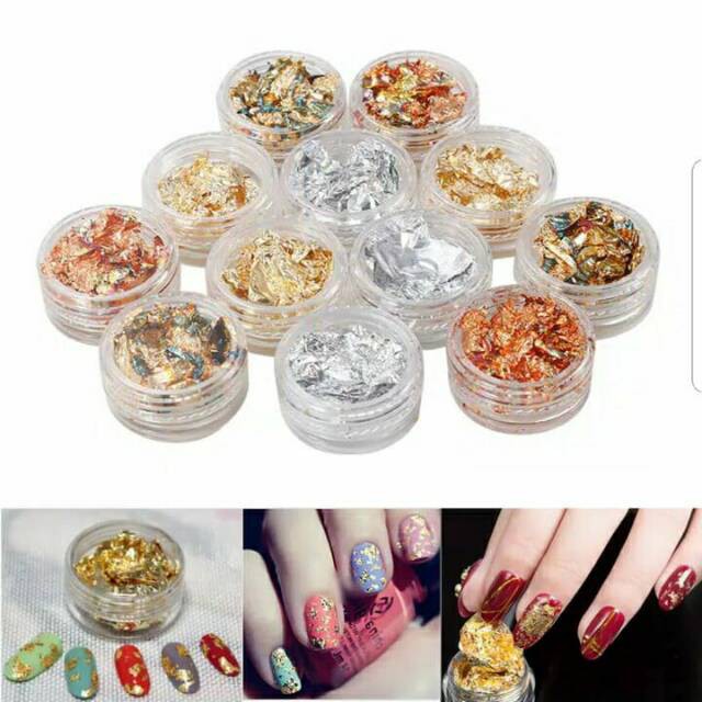 Nail Foil / Silver Gold Foil Paper for Nail Art / Alumunium Flake Foil Nail Art