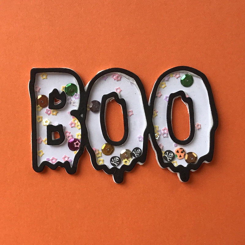 Zzz Cetakan Stensil Cutting Dies Motif BOO Halloween Bahan Metal Untuk Scrapbook / Craft Handmade