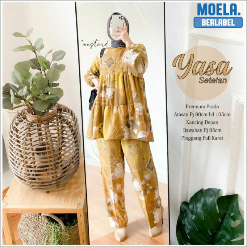 YASA DAILY SET MOELA - setelan baju celana hijab bahan premium crepe original real pict by moela