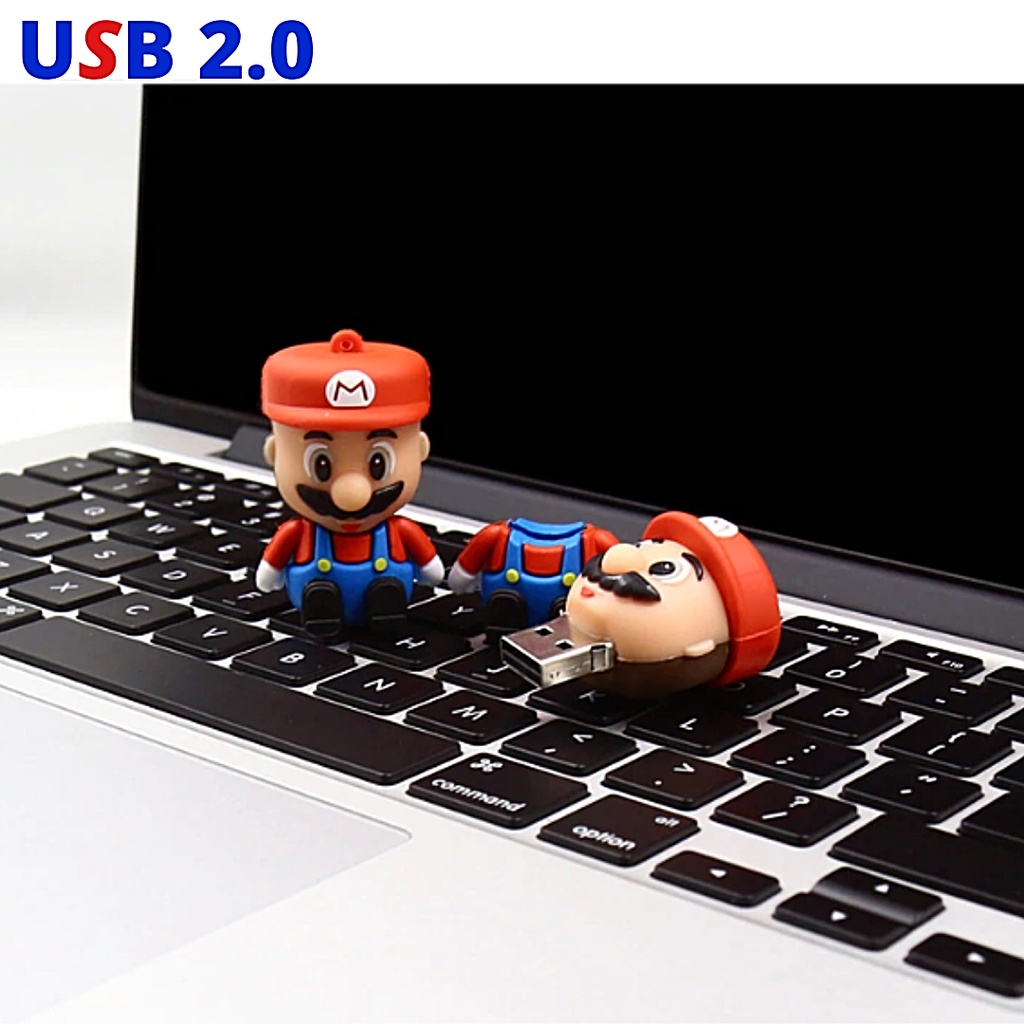 Flash Disk USB 2.0 Kapasitas 1 / 8 / 16 / 32 / 64 / 128gb Bentuk Kartun Super Mario Reliabl