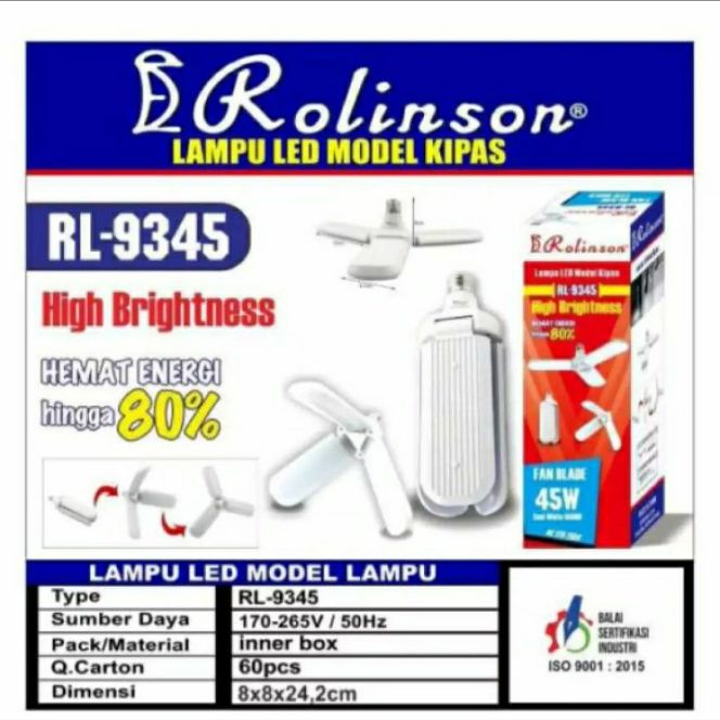 Bohlam lampu LED model kipas RL 9345 45 watt Rolinson - Lampu LED