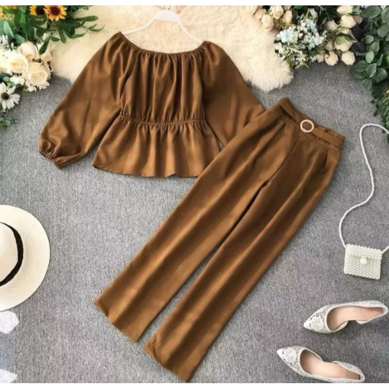 ERINA SET/blouse+pants/setelan terbaru/terlaris/moscrepe