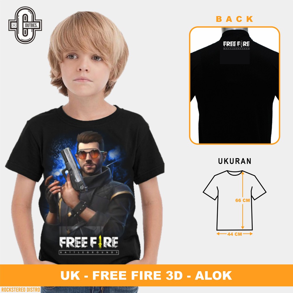 KAOS ANAK GAME -[ FREE FIRE 3D / KAOS FF / FREE FIREE ]-- ALOK