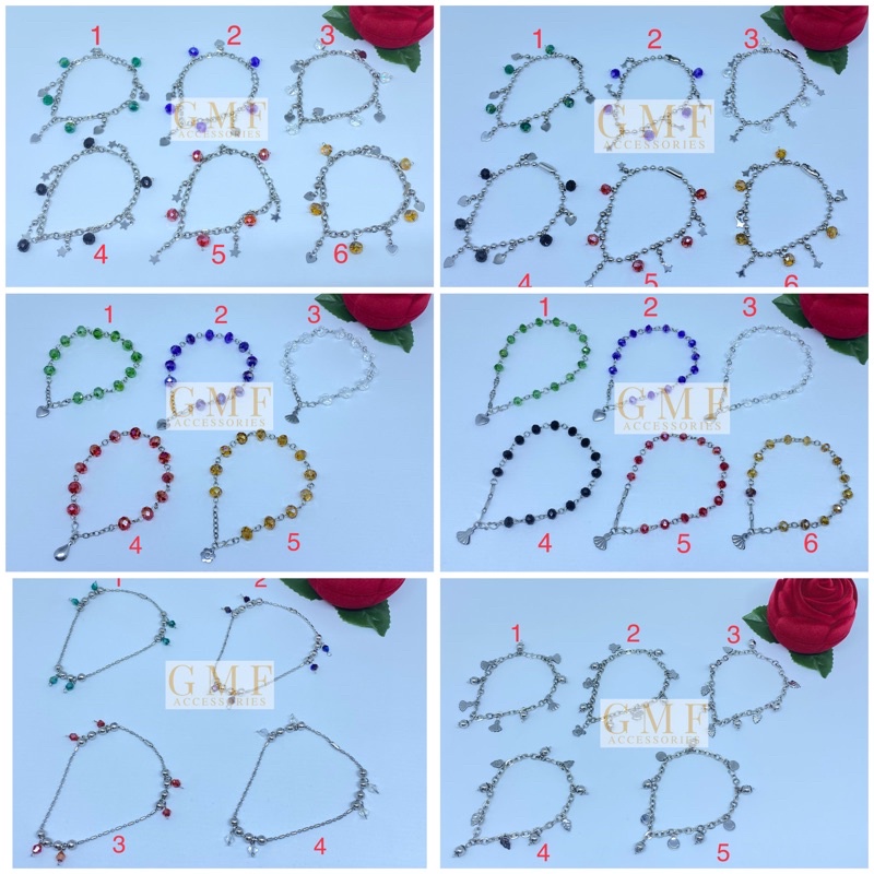 Gelang Tangan Wanita Monel Mote Gelang Bracelet Bandul Motif Macam-Macam Anti Karat Stainless Steel