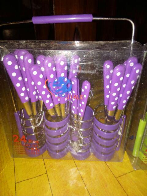 Rantangshop Sendok Fancy Polkadot Cutlery Set Garpu Makan Sendok Teh  Pisau Steak