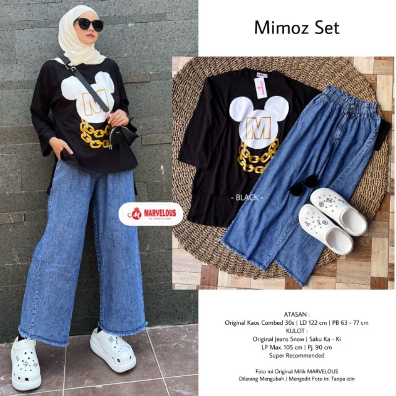 MIMOZ SET BY MARVELOUS / ONE SET KAOS WANITA MUSLIMAH / Setelan baju wanita kekinian