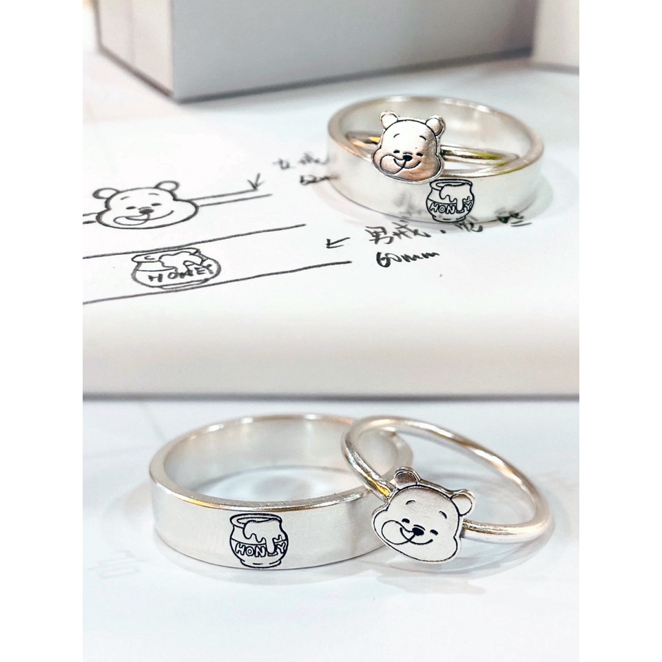 Cincin Pasangan Desain Kartun Winnie Lucu