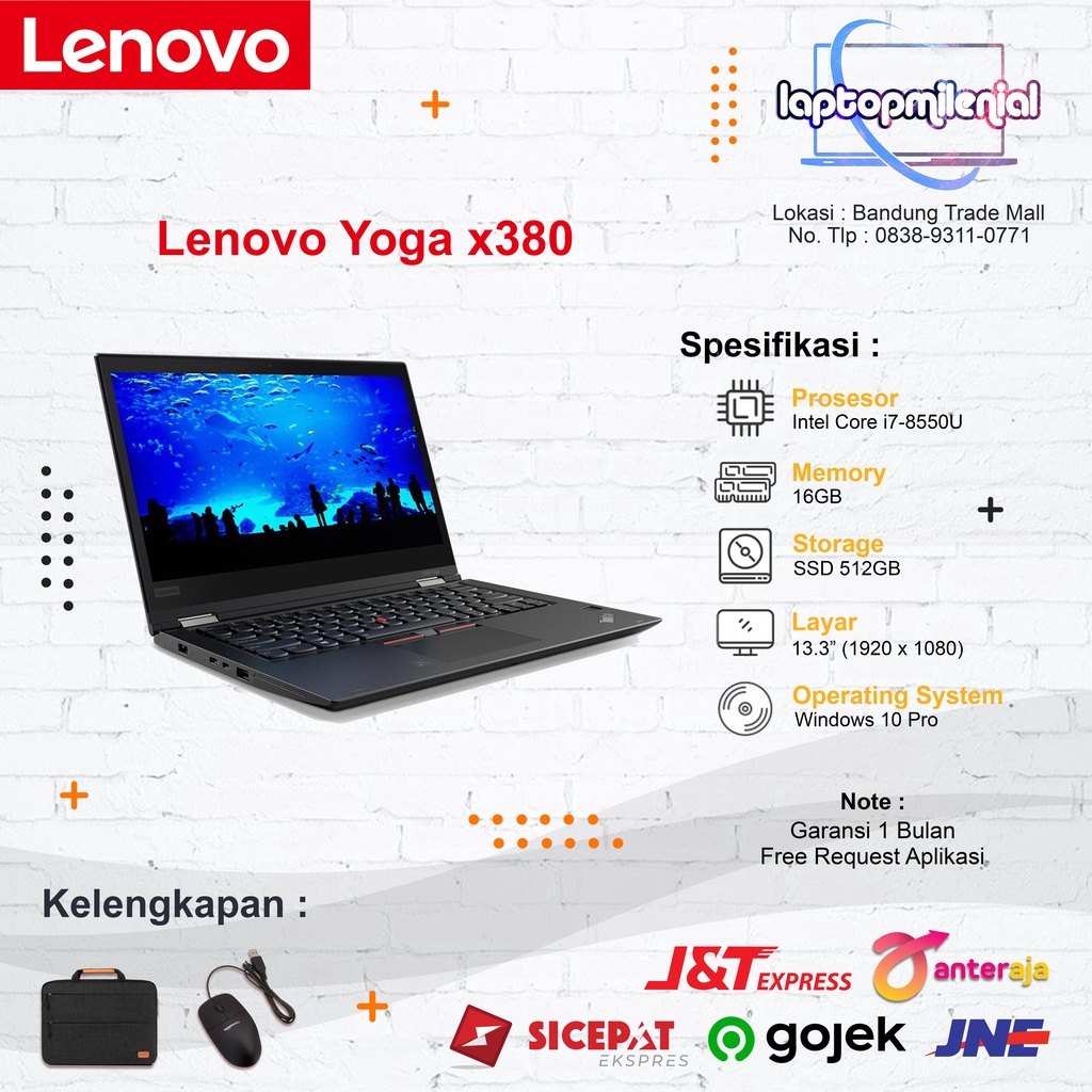 Lenovo Yoga x380 Intel Core i7-8550U RAM 16GB SSD 512GB 13.3&quot; Win10