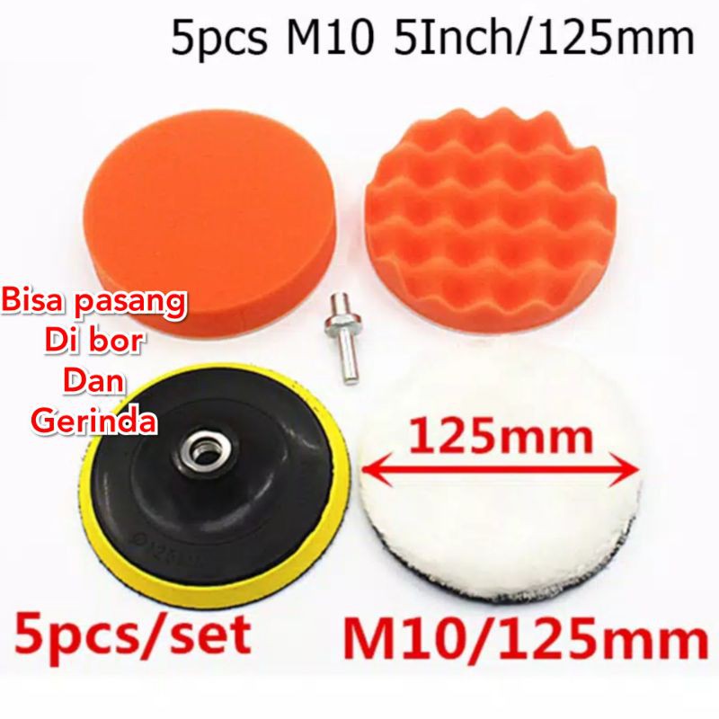 busa poles set 5 inch isi 5 pcs wol poles busa spon pad poles 5 inchi aksesoris mesin poles