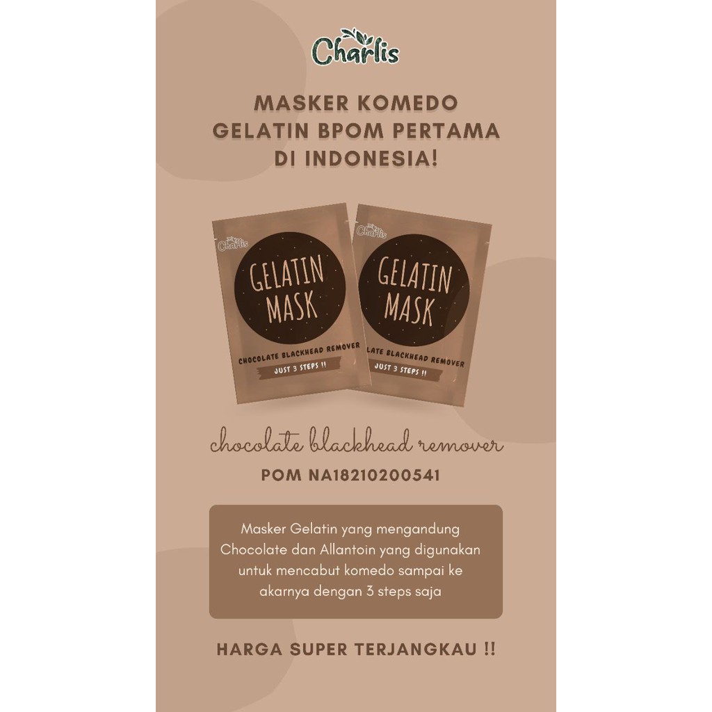 (BPOM) Masker Komedo Charlis - Masker Gelatin 5 Gram - Pencabut Komedo