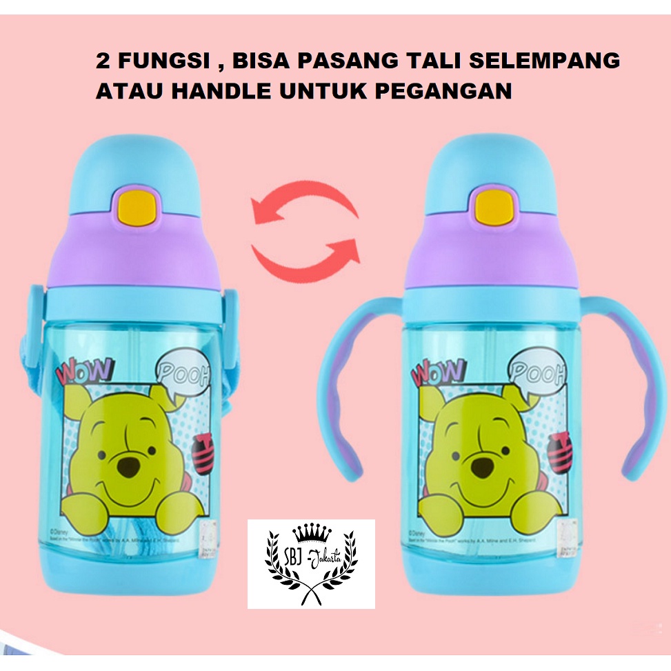 BOTOL MINUM ANAK ORIGINAL KARAKTER KARTUN TRITAN BPA FREE 350 ml - Dengan Sedotan