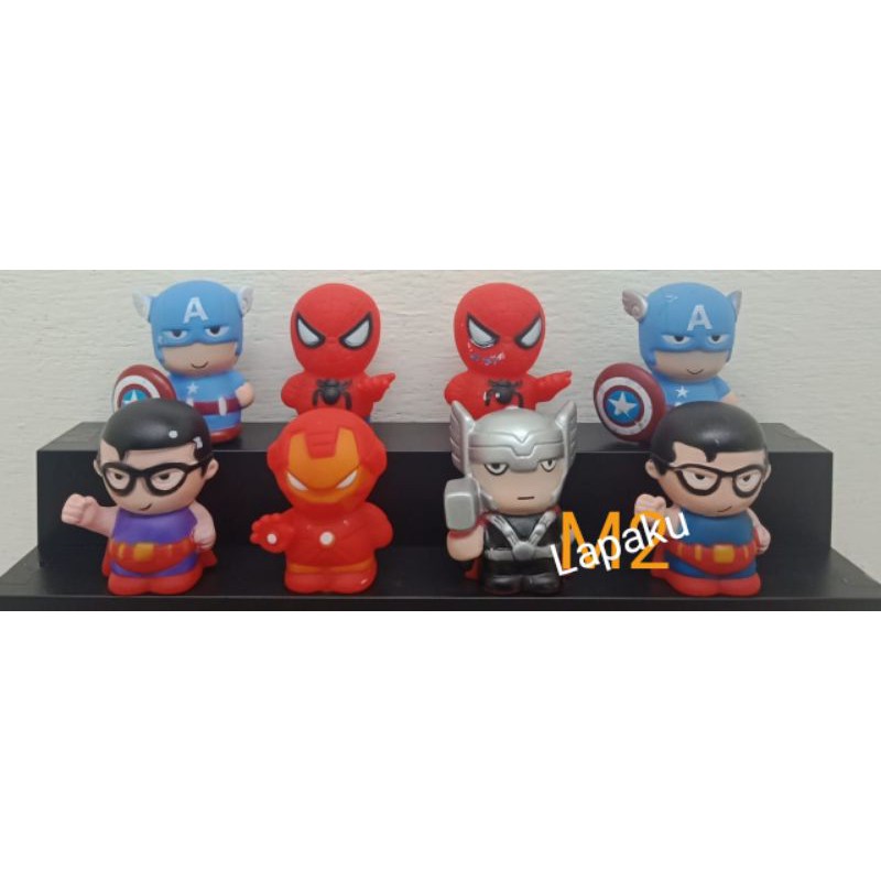 Figur/miniatur/pajangan Toper kue ulang tahun karakter superhero set 8pcs