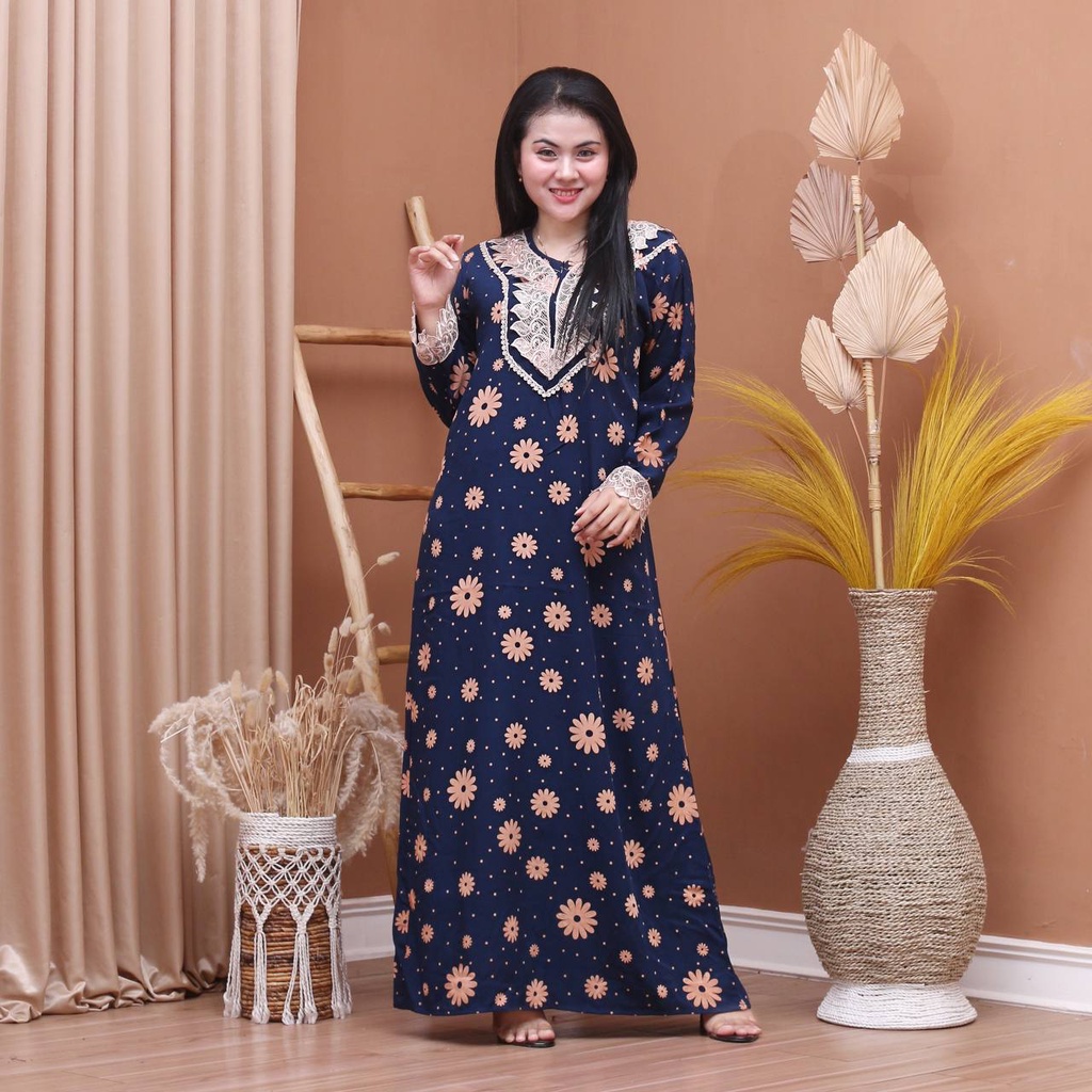 Batik Prass - Daster Arab Elmeera / Longgdress Renda / Rayon Grade A Lengan Panjang-1
