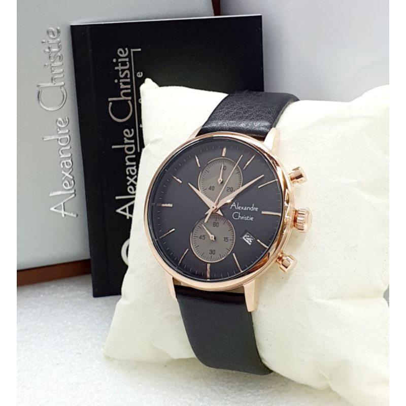 JAM TANGAN ALEXANDRE CHRISTIE 6572 CHRONO KULIT ORIGINAL