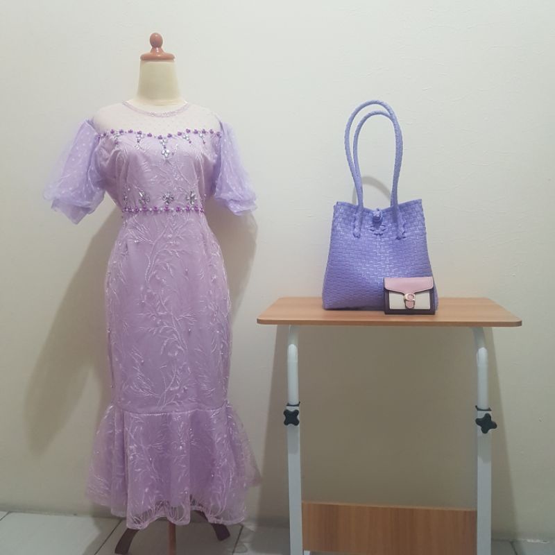 DRESS BRUKAT DRESS NATAL DRESS UNGU