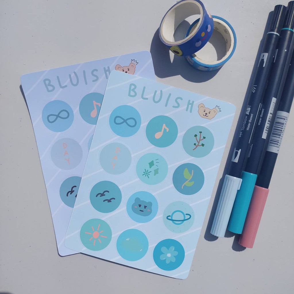 

Bluish Sticker Sheet / Jurnal dan Deco Stiker Shan Shine