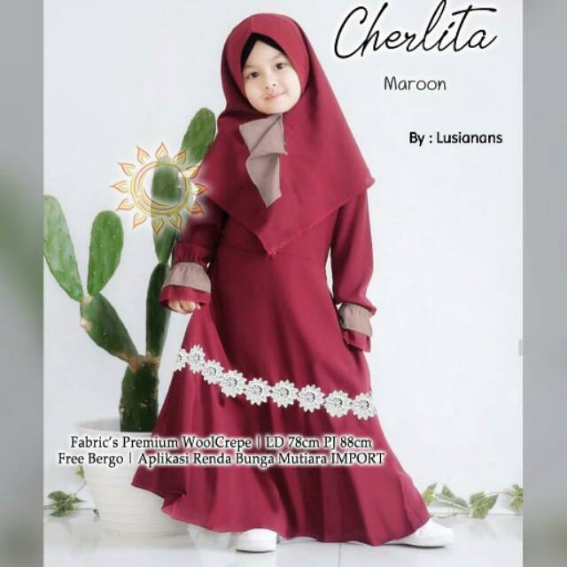 BAJU MUSLIM ANAK-ANAK GAMIS SET DENGAN JILBAB