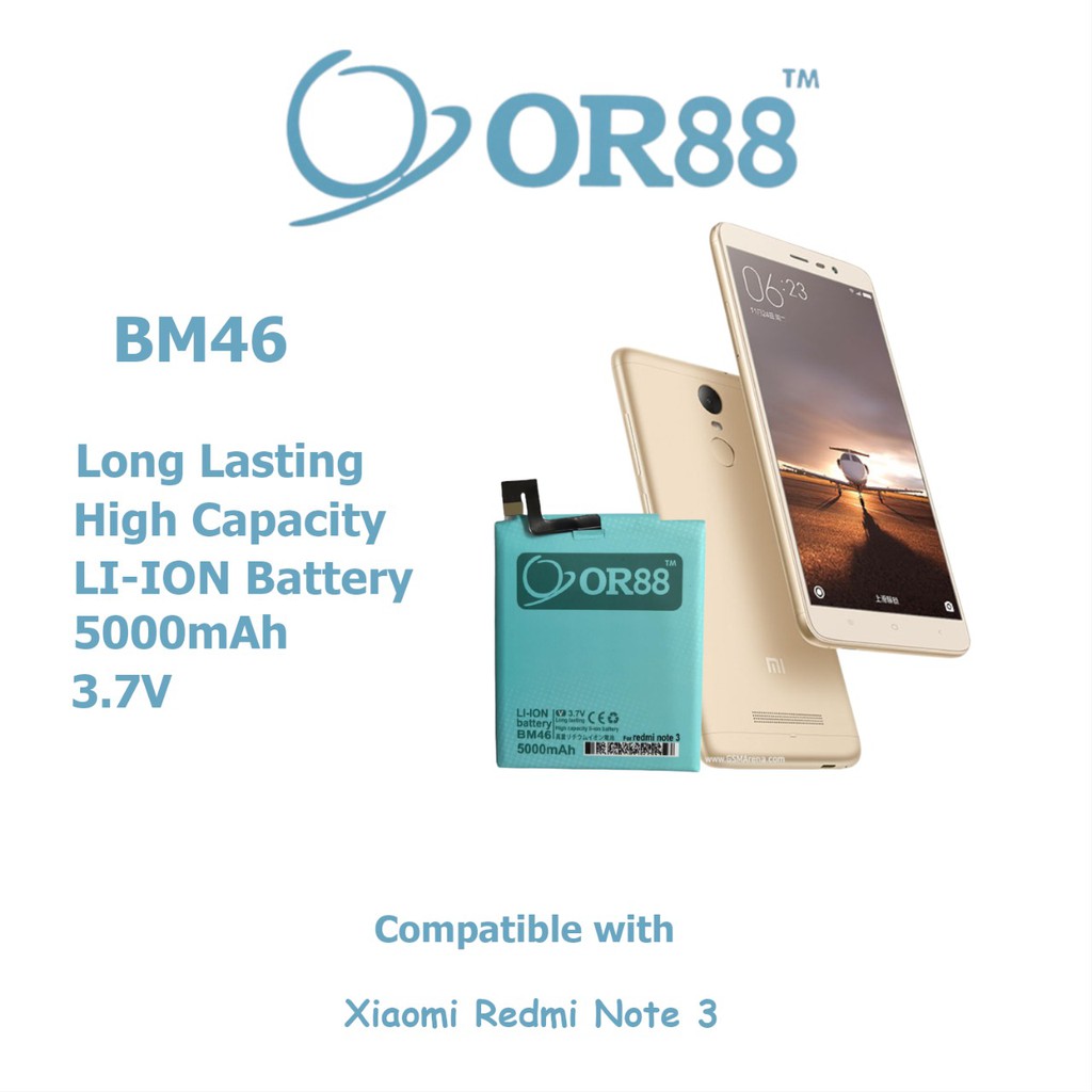 Baterai Batre Battery Double Power Redmi Note 3 BM46 OR88/ Oriens88