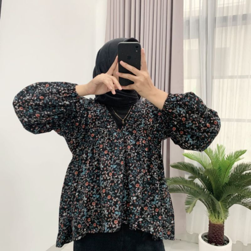 SESA BLOUSE MOTIF BUNGA MODEL VINTAGE