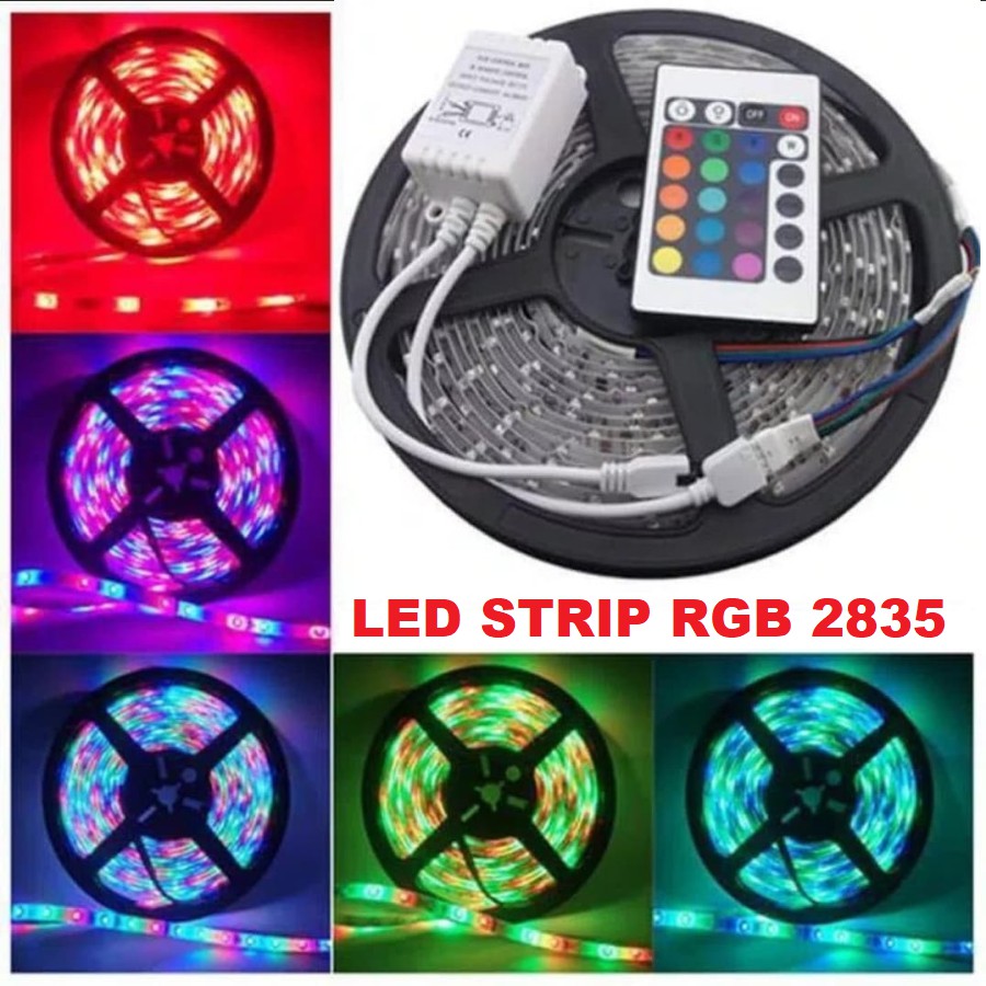 LED STRIP RGB 2835 5050 10M 5M (GROSIR) REMOTE ADAPTOR CONTROLLER SET LAMPU SELANG WARNA WARNI 3528