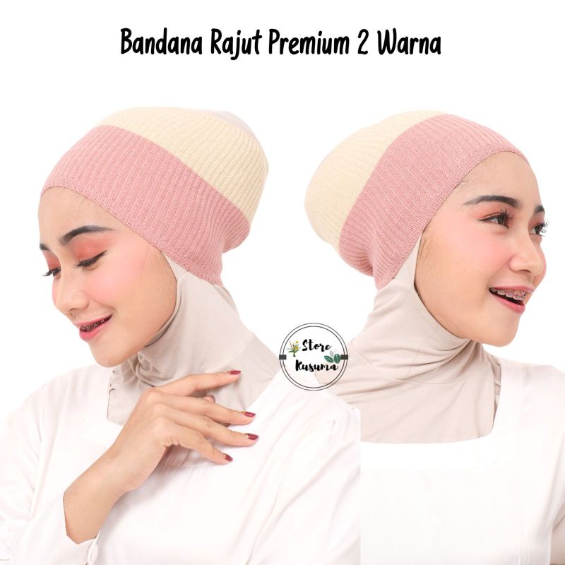 Bandana Rajut 2 Warna Premium Salur