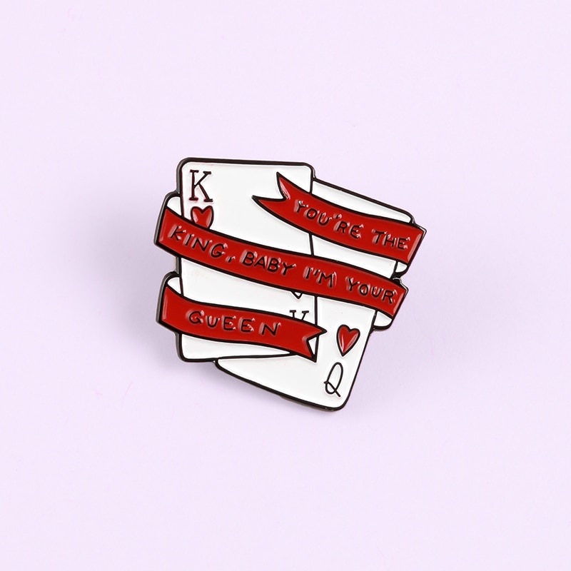 Bros Pin Enamel Desain Poker King Queen Untuk Tas / Pakaian