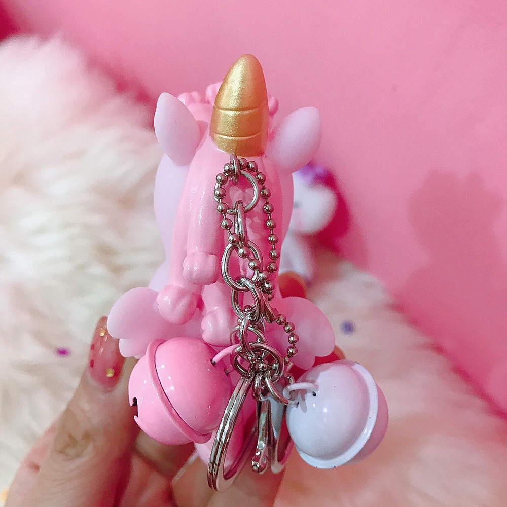 (M TOYS) Gantungan Kunci Suara Motif Unicorn Keychain Pelangi Bahan PVC untuk Tas / Handphone