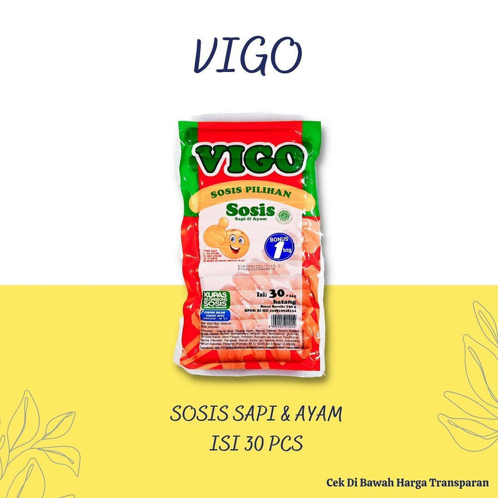 

ADDRIELLA Vigo Sosis Kombinasi Sapi & Ayam Isi 30pcs | Vigo/Frozenfood/Frozenfood Murah