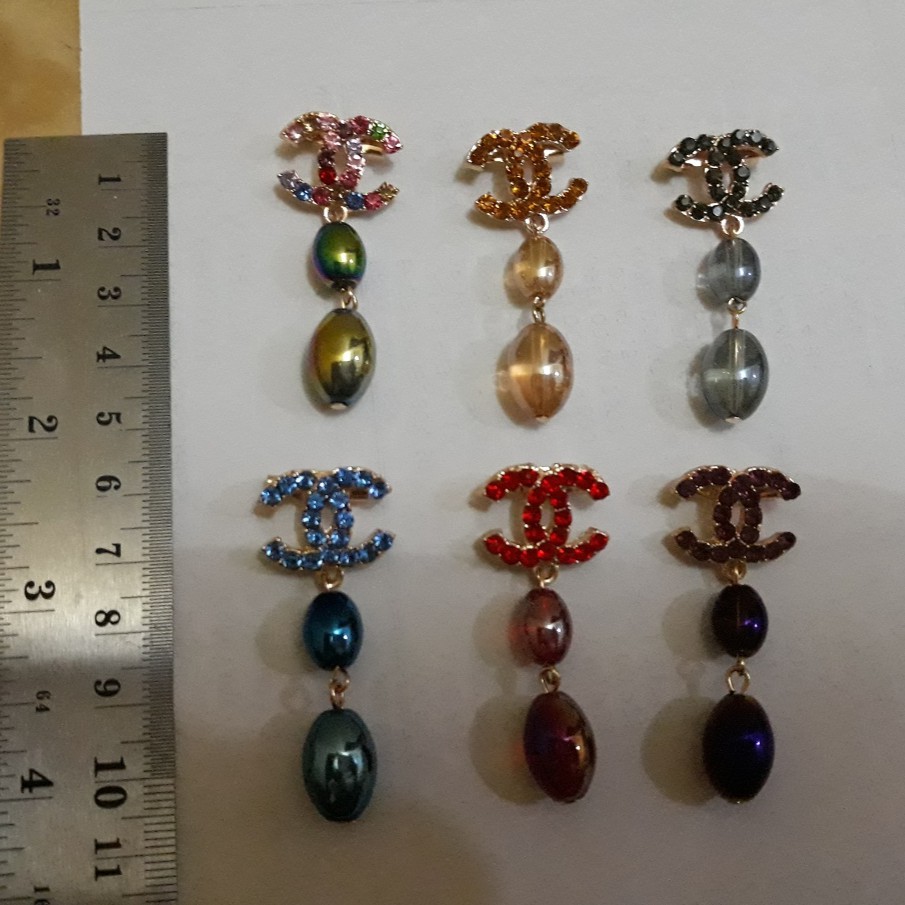 Bross Bros Brooch Dagu Juntai 2 Bola Chanel Peniti Aksesoris Jilbab Hijab Kerudung Murah