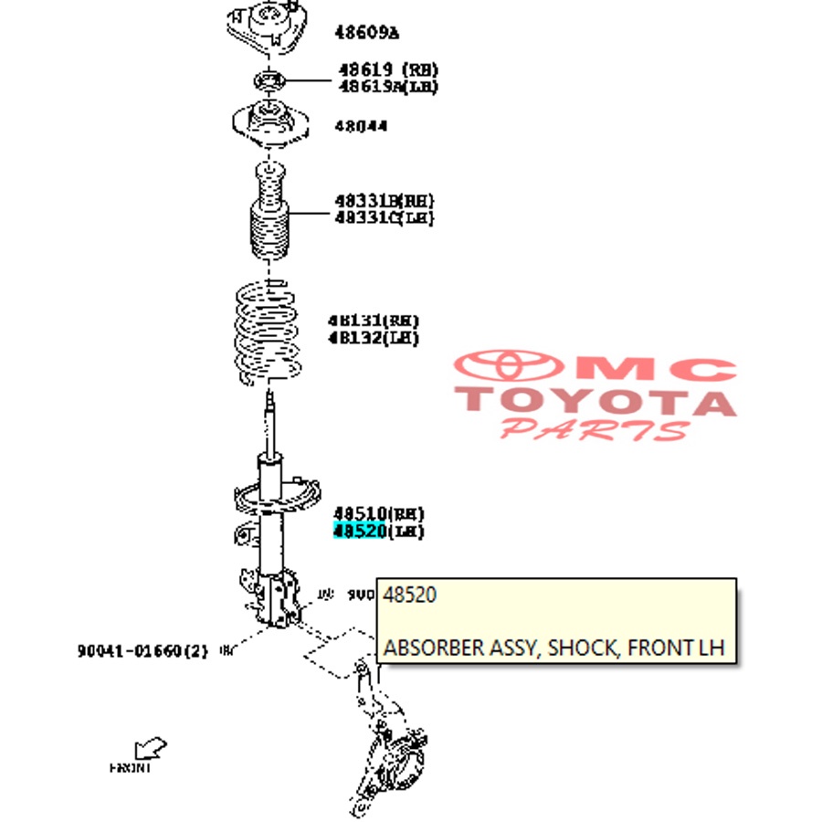 Shock Absorber Breaker Breker Depan Kiri Avanza Type S 48520-BZ200