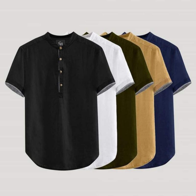 Baju Koko Pria Lengan Pendek Hanafi Bahan Adem dan tebal Original