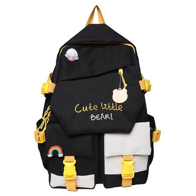 Mismi Cecile Bag - Tas Ransel Wanita Korea Cute Backpack Anak Sekolah Perempuan Stylish kualitas Import - 14C-Hitam