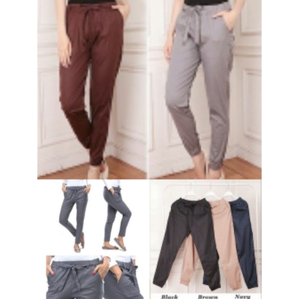 JOGGER PANTS KATUN STRECTH Wanita | Jogger Pants Katun Stretch [ Bahan Melar/Elastis ]