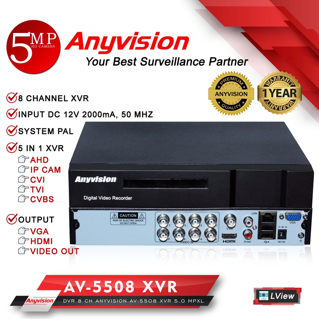 DVR AV-5508 XVR 8Channel AnyVision