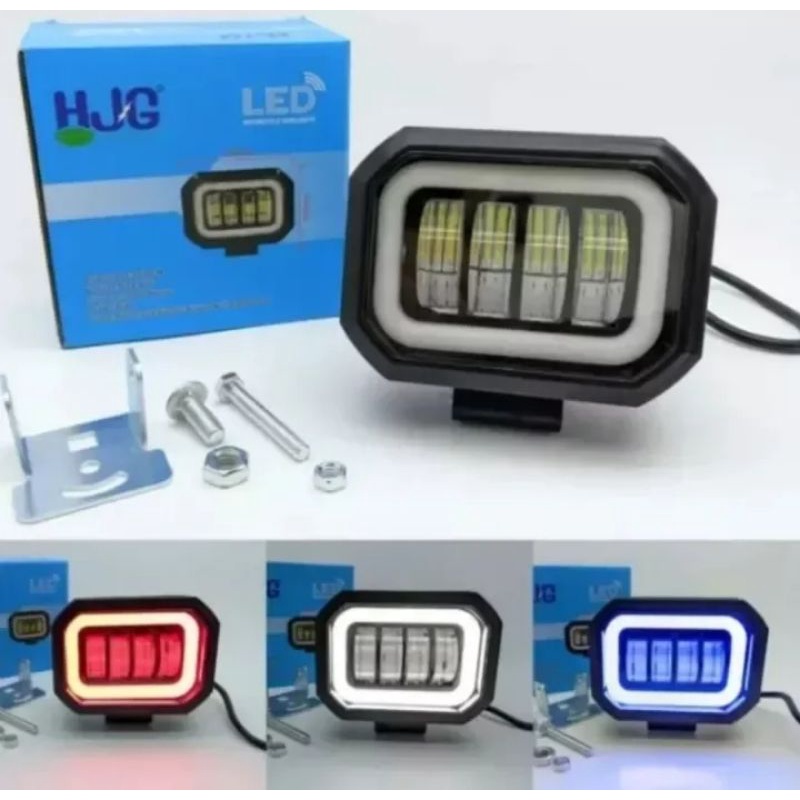 Lampu tembak sorot 4 LED/Mata lampu daymaker mini 4 mata model kotak/bulat 4 mata foglamp Rubicon 4i